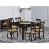 HomeStock 7-Piece Cappuccino Finish Solid Wood Top Dining Table with 6 Chairs - 2 of 4