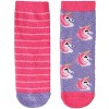 Memoi Unicorn Girls Fuzzy Non-Skid Socks 2-Pair Fuchsia One Size - 3 of 3