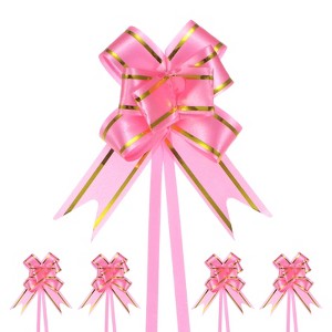 Unique Bargains Plastic Durable Glossy Appearance Waterproof Gift Wrap Satin Pull Bows 100 Count - 1 of 4