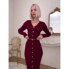 Coolmee Women's V-Neck Sweater Dress Button Down Long Sleeve Bodycon Elegant Knit Long Dresses - 3 of 4