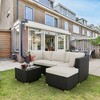 Whizmax 5-Piece Outdoor Patio Rattan Wicker Sofa Set, Pe Rattan Conversation Sectional with Thickened Back Cushion, Glass Tabletop, Ottoman For Yard - 2 of 4