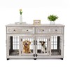 Dog Crate Furniture with 5 Doors, 58" Wooden Dog Kennel End Table with Large Capacity Drawers, Dog House with Openable Divider - 3 of 4
