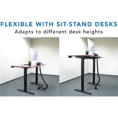 Black Adjustable Steel and ABS Desk Cable Organizer