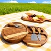 EcoSummer 3 Pack Mini Charcuterie Boards 7.7" Round Acacia Wood Cheese Set with Knife & Fork Gift Box. - 4 of 4