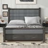 CAVINAS Queen Size Platform Bed Modern Wooden Bed Frame with Upholstered Headboard and 2 Storage Drawers for Bedroom - 2 of 4