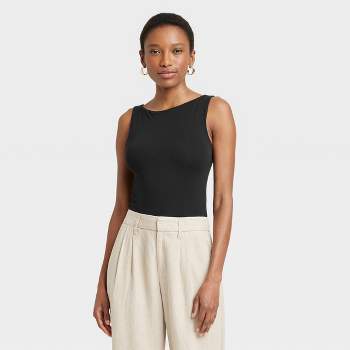 Womens Black Sleeveless Bodysuit : Target