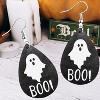 Fluorescent Faux Leather Halloween Earrings - Vampire Bat & Ghost BOO Pumpkin Teardrop Dangle, Lightweight Jewelry - 4 of 4