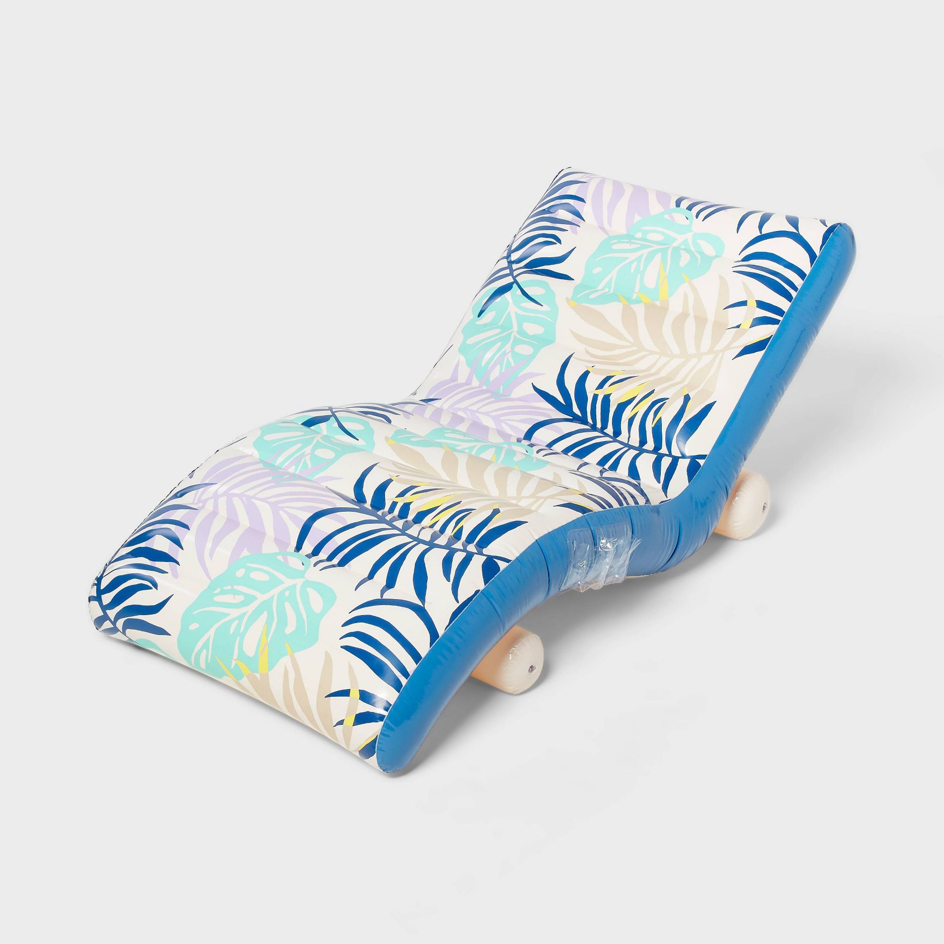 Chaise Lounge Printed SMS Water Floats and Inflatables - Sun Squad™ Blue/White: 1 Person Capacity