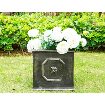 Lion Head Oil Rubbed Bronze Concrete Square Planter