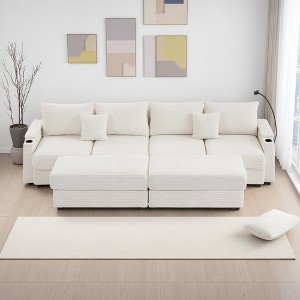 123" U-Shaped Sectional Sofa with 2 Ottomans & Hidden Storage - 1 of 4