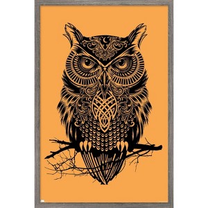 Trends International Rachel Caldwell - Warrior Owl On Orange Framed Wall Poster Prints - 1 of 4