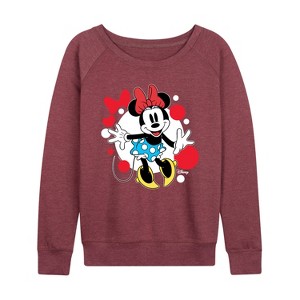 Women's - Disney - Mickey & Friends Lightweight French Terry Wide Neck Long Sleeve Shirt - 1 of 4
