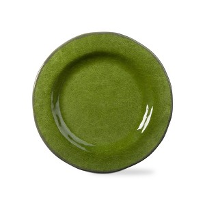 tagltd 11 in. Veranda Cracked Glazed Solid Melamine Plastic Dinnerware Plates Set of 4 Dishwasher Safe Indoor Outdoor Round Green - 1 of 3