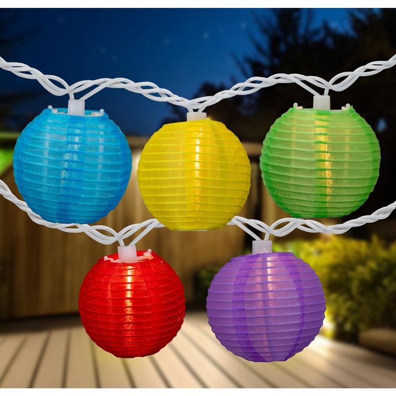Northlight 10-Count Multi-Color Round Lantern Patio String Light Set, 7.25ft. White Wire, 2 of 7