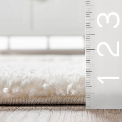 Large Blue and White Synthetic Braided Shag Rug for Kids