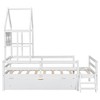 Twin Size House Platform Bed with Guardrail and Drawer, White-ModernLuxe - 4 of 4