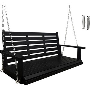 Fortune Candy Wooden Porch Swing 2-Seater Extra Large, Ergonomic Seat, Bench Swing with Hanging Chains, for Outdoor Patio Garden Yard - 1 of 4