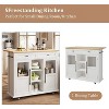 Homhougo Mobile Kitchen Island Car with Wheels, 2 Glass Doors, Spice Rack & Towel Holder Kitchen Island Cart with Trash Storage Cabinet - 4 of 4