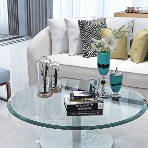 Bencmate Coffee Tables Round Glass Table Top For Living Room, Office, Tabletop Only, Corrosion Resistant, Impact Resistant, Clear, 31.9"*31.9*0.4" - 1 of 4