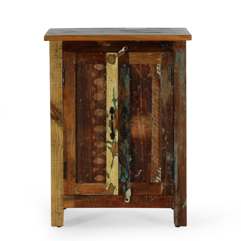 Photos - Storage Сabinet Greenler Boho Handcrafted 2 Door Wood Sideboard Natural/Multi Colored - Ch