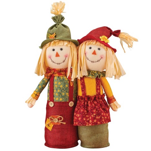 Collections Etc Adorable Seasonal Scarecrow Couple Tabletop Figurines ...