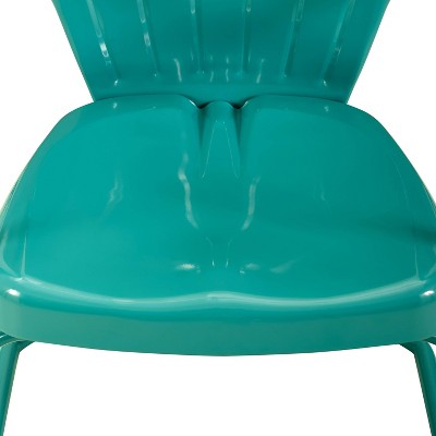 Turquoise Steel Retro Outdoor Dining Chair Set of 2