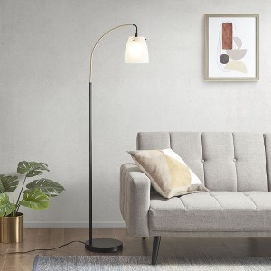 60" Arc Floor Lamp,Arched Shaped Floor Lamp With Two Tone Finished Of Matte Black And Gold,Arched Metal Floor Lamp with Chimney Shade-The Pop Home - 1 of 4
