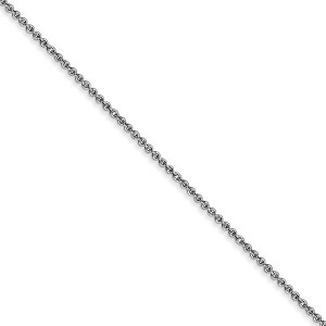 Black Bow Jewelry 1mm, 14k White Gold, Solid Cable Chain Necklace - 1 of 4