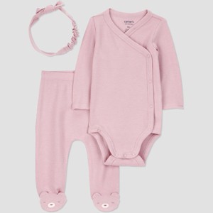 Carter's Just One You® Baby Girls' 3pc Top & Bottom Set - Pink - 1 of 3