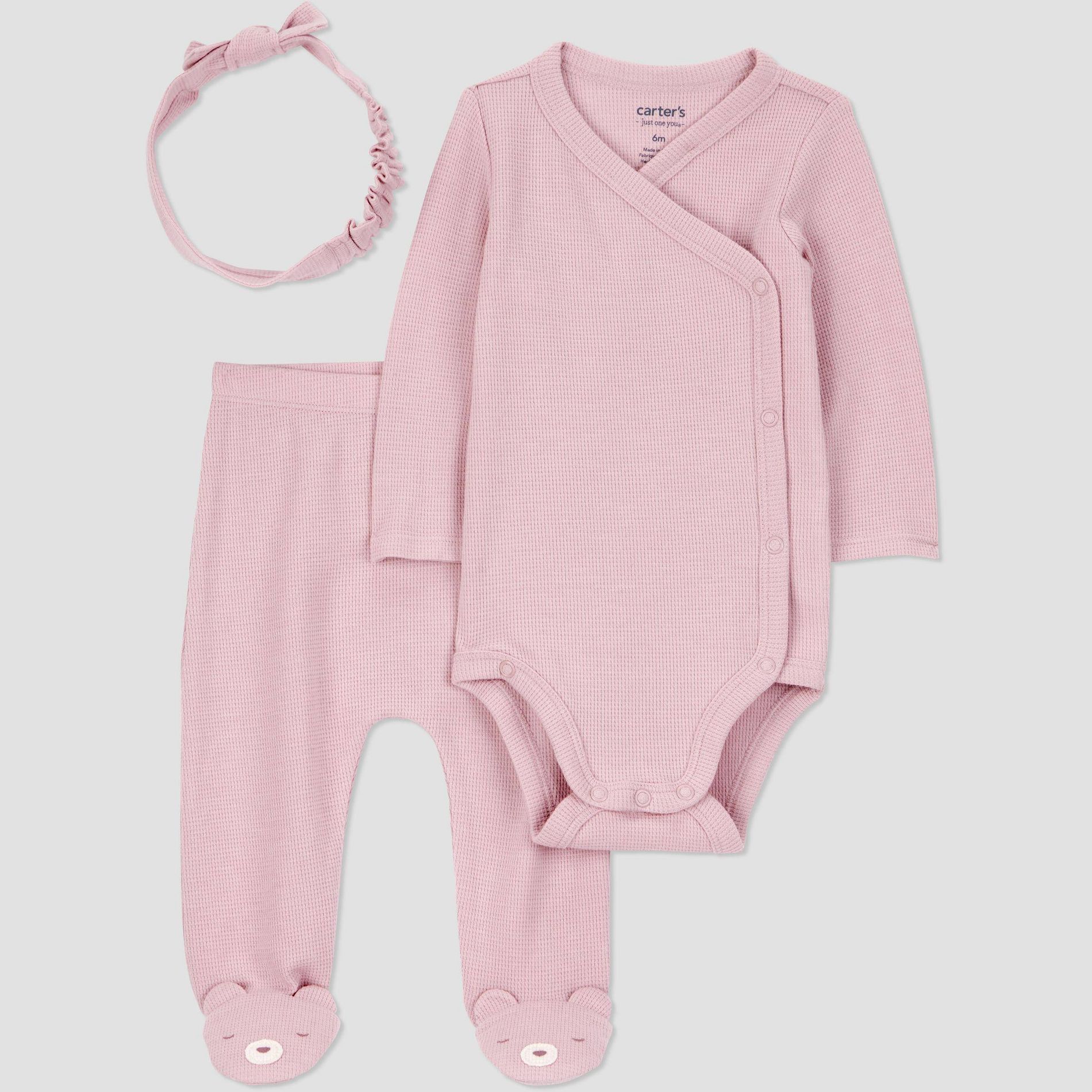 Carter's Just One You® Baby Girls' 3pc Top & Bottom Set - Pink Preemie