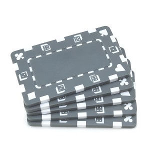Slickblue European-Style Rectangular Poker Plaques 5-Pack, Non-Denominated, Suited Pattern, 32g, Gray - 1 of 3