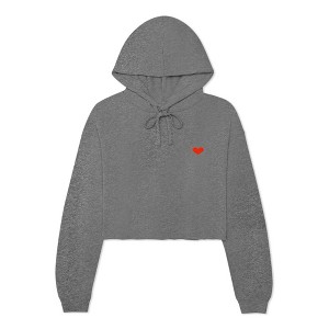Dalix Pixel Heart Embroidered Fleece Cropped Hoodie Cold Fall Winter Women - 1 of 4