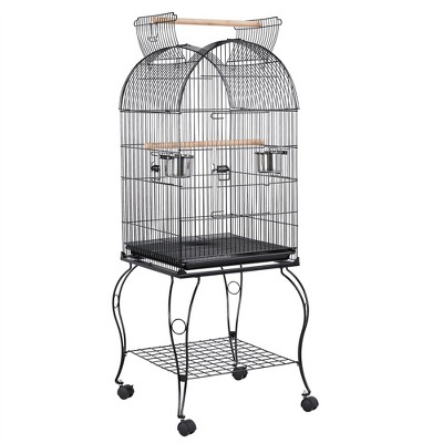 Open Top Parrot Cage 64-Inch Open Top Bird Cage With Rolling Stand - Large Parrot Cage For Cockatiels, Conures, Lovebirds & Medium Birds Pet Bird Cage With Storage Shelf