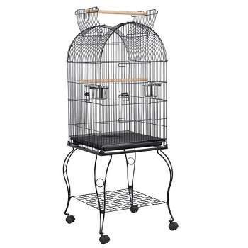 Yaheetech 59" H Open Top Metal Bird Cage Rolling Parrot Cage Black