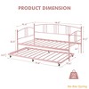 Twin Daybed w/ Trundle, Metal Twin Size Daybed w/Pullout Trundle 6 Casters, Steel Slat Support Sofa Bed for Living Room - 2 of 4