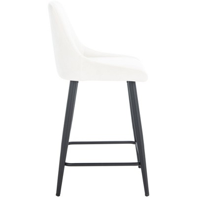 Ivory and Black Velvet Mid-Century Modern Counter Stool