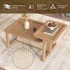 Modern 2 Piece Nesting Rattan Wood+ MDF Coffee Table Set in Natural - 3 of 4