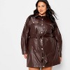 Women's Long Sleeve Faux Leather Mini Shirtdress - Future Collective Brown - 3 of 3