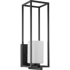 Progress Lighting Chadwick 1-Light Wall Sconce, Matte Black, Opal Glass Shade - 1 of 4