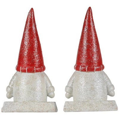 Festive Red Glittered Gnome Christmas Stocking Holders - Set of 2