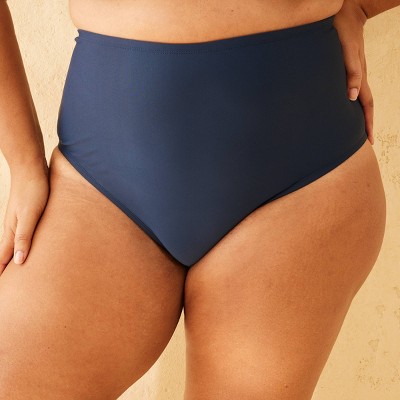 Women's High Waist Full Coverage Bikini Bottom - Shade & Shore™ Navy Blue