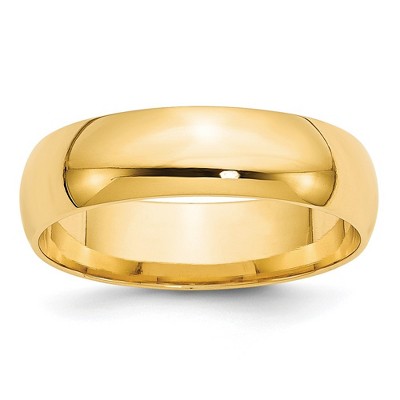 Black Bow Jewelry 2mm to 6mm 14K Yellow Gold Lightweight Domed Comfort Fit Band