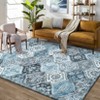 Washable Vintage Oriental Rug Non Slip Low Pile Rug Soft Throw Floor Cover Retro Foldable Indoor Carpet for Living Room Bedroom Playroom Nursery - 3 of 4
