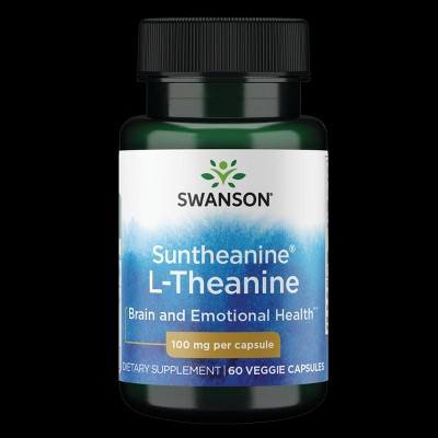 Swanson Suntheanine L-Theanine, Nervous System Support, 100 mg (60 Vegan Capsules).
