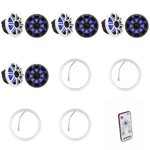 Kicker ( 4 Pair ) 51MSC8 8" LED Premium Marine Speakers & 47KLSR8 8-Inch LED Spacer Rings & LED Remote Bundle - 1 of 4
