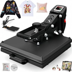 HOMDOX Heat Press 15" × 15" Digital Heat Up Fast & Even Pro Pull Out Lower Platen Slide Out Heat Transfer Sublimation mashine Black - 1 of 4