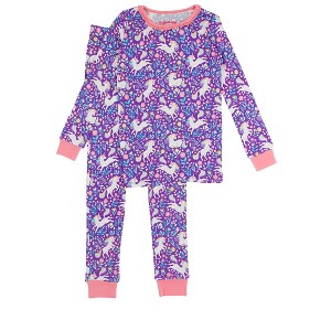 RuffleButts SoftSnooze Big Girls Ruffle Long Sleeve Pajama Set - 1 of 4