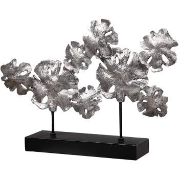 Uttermost Contemporary Lotus 26" Wide Silver Leaf Metal Sculpture