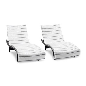 Arkwright Las Rayas Chaise Lounge Cover - (Pack of 2) 100% Cotton Terry Towel with Fitted Pocket, 30x85 - 1 of 4