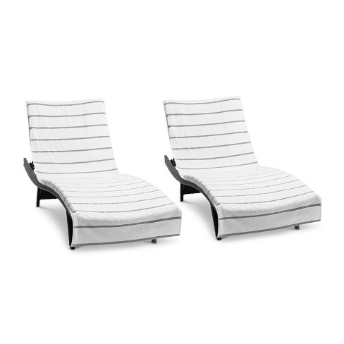 Arkwright Las Rayas Chaise Lounge Cover pack Of 2 100 Cotton Terry Towel With Fitted Pocket 30x85 Light Grey Target